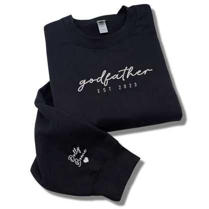 Custom Godfather Crewneck Embroidered with Kid Name