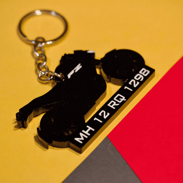 BIKE SHAPE NUMBER PLATE KEYCHAIN