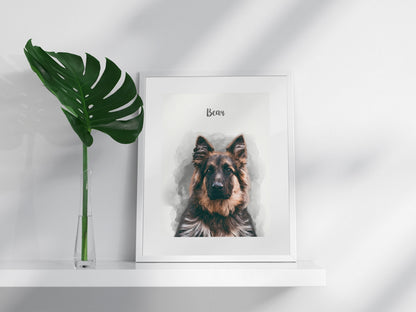 Watercolor Pet Portrait Photo Personalized Handmade Canvas Gift For Girlfriend Pet Memorial