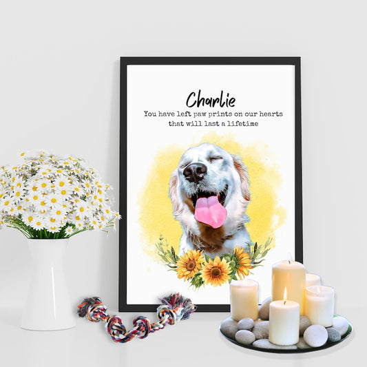 Custom Pet Loss Gift Pet Portrait with Halo Ring Flower DIGITAL Pet Portrait from Photo In Memory of Dog Loss Gift Pet Sympathy Dog GIft